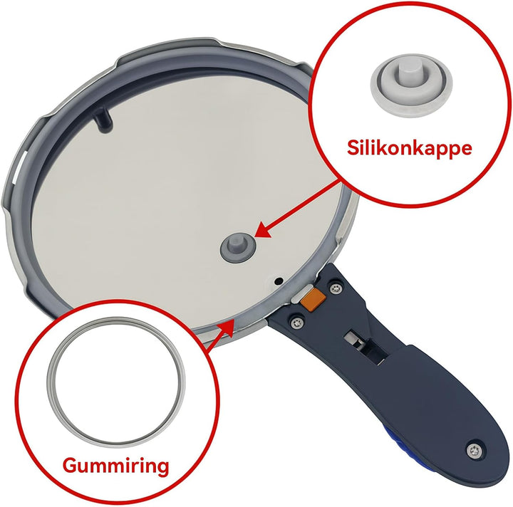 3-in-1 Ersatzteile-Set für WMF Schnellkochtopf Perfect & Perfect Plus - 22 cm Dichtungsring, Hauptve