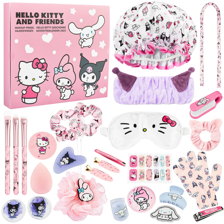 Get Trend Hello Kitty Sanrio Adventskalender 2025 mit Accessoires, Beauty Produkte, Weihnachtskalend