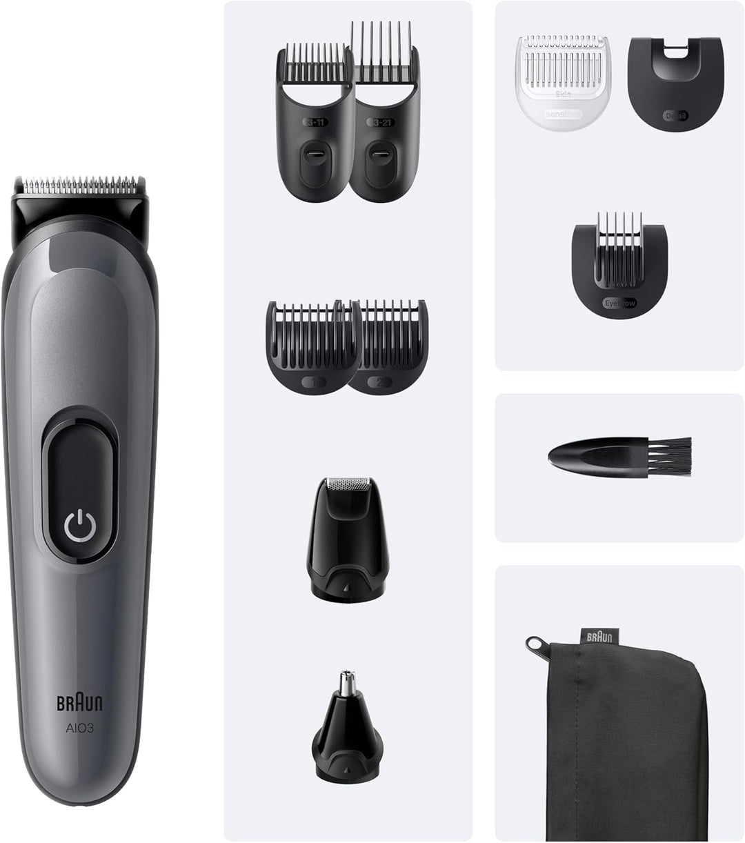 Braun All-in-One Trimmer-Set 3, 11-in-1 Multigroom, Barttrimmer, Nasenhaartrimmer, Haarschneidemasch