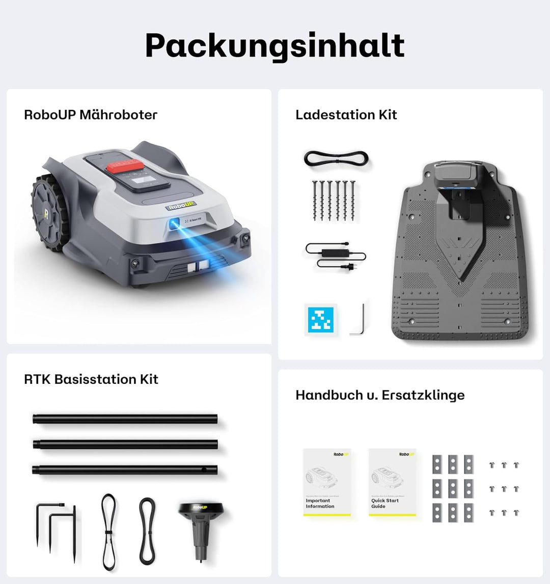 RoboUP T600 Rasenmäher, Mehrzonenverwaltung, EIN-Tasten-Anpassung, kabellose Einrichtung, App-Steuer