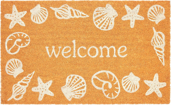 BRUBAKER Fussmatte für Aussen und Innen - Welcome - 45 x 75 cm Strand Schmutzfangmatte mit Muscheln