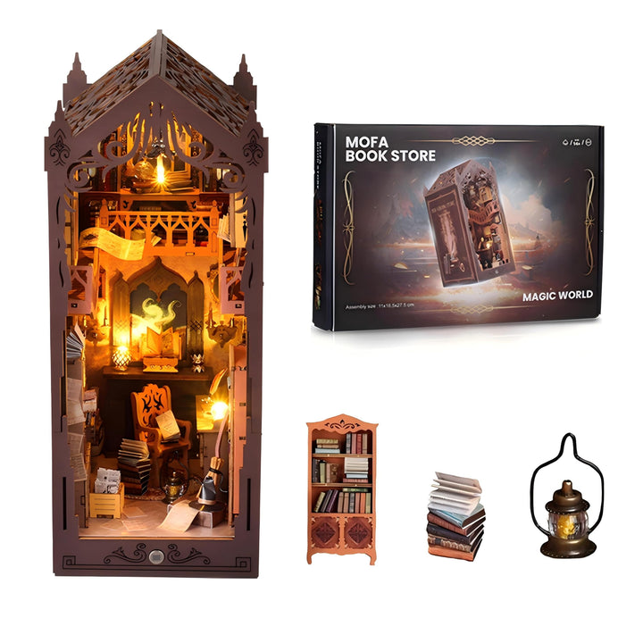shrike book nook, DIY Magical World Book Nook Kit & Dollhouse Craft Kits für Erwachsene DIY Miniatur
