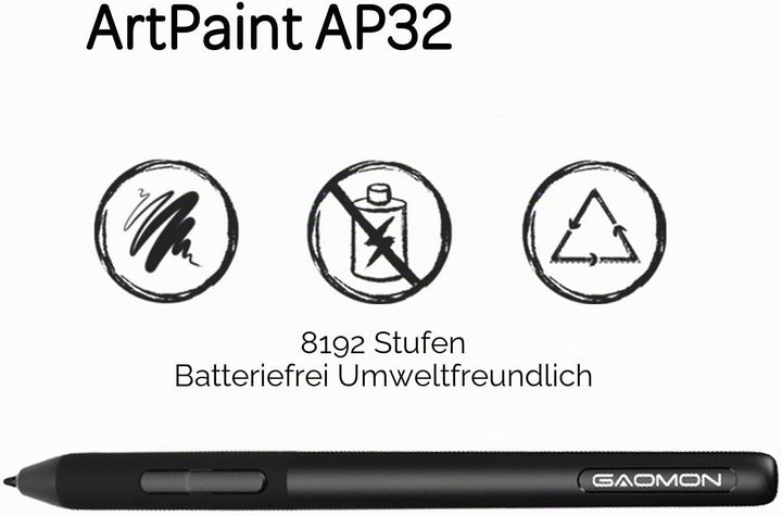 GAOMON ArtPaint AP32 Digitaler Stift für S620/M106KPRO/M10KPRO/M1220/M1230/PD2200 Tablett