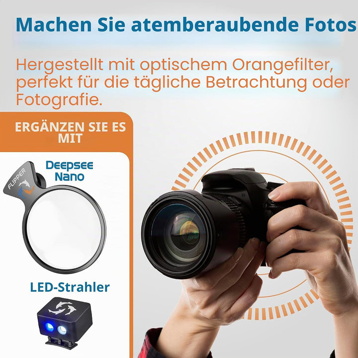 FL!PPER Flipper DeepSee Viewer Orange Filteraufsatz für Flipper DeepSee Viewer Nano 7,6 cm magnetisc