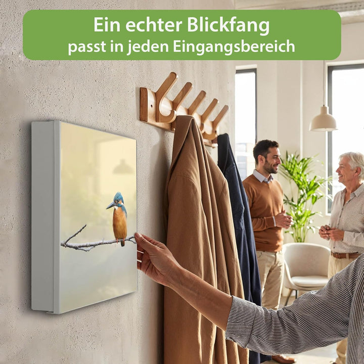 banjado® Grosser Schlüsselkasten Glas/Schlüsselbox 30cm x 30cm mit 50 Haken - Motiv Pause/Schlüsselk