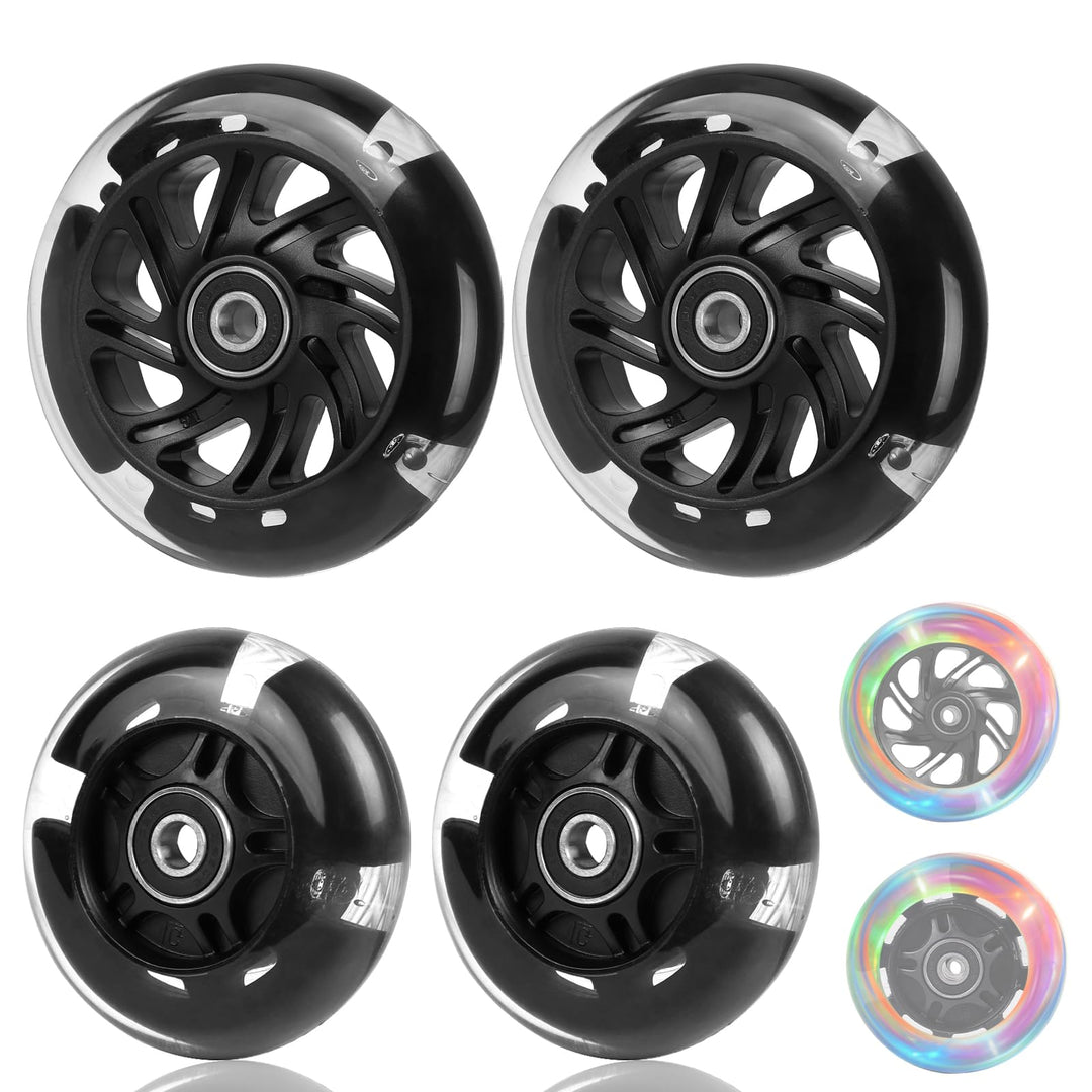 DBREAKS Leuchtende Stunt Scooter Rollen, 4 Stück LED-Lichtrollen, 80mm+120mm Led Scooter Ersatzräder