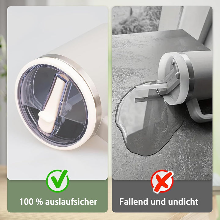 Thermobecher Auslaufsicher,40oz Edelstahl Kaffeebecher to go isoliert mit Strohhalm,Reisebecher 100%