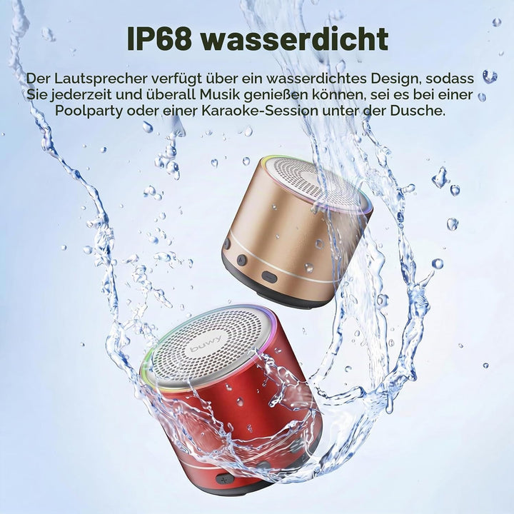 Mini Bluetooth Lautsprecher (83g), Musikbox Bluetooth 5.4 mit RGB Lichter, HD-Sound &amp; Starke Bass, T