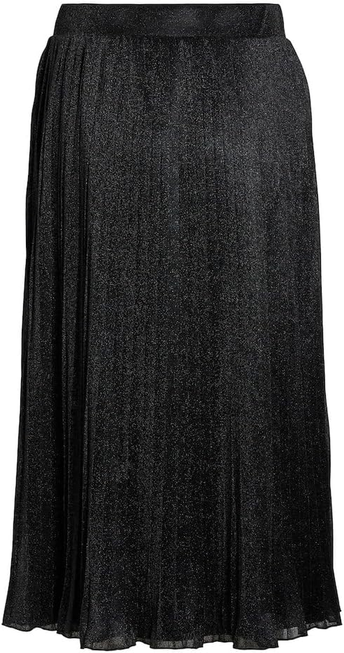 Vila Damen Viwindy Glitter Hw Plisse Skirt Midi L Schwarz, L Schwarz