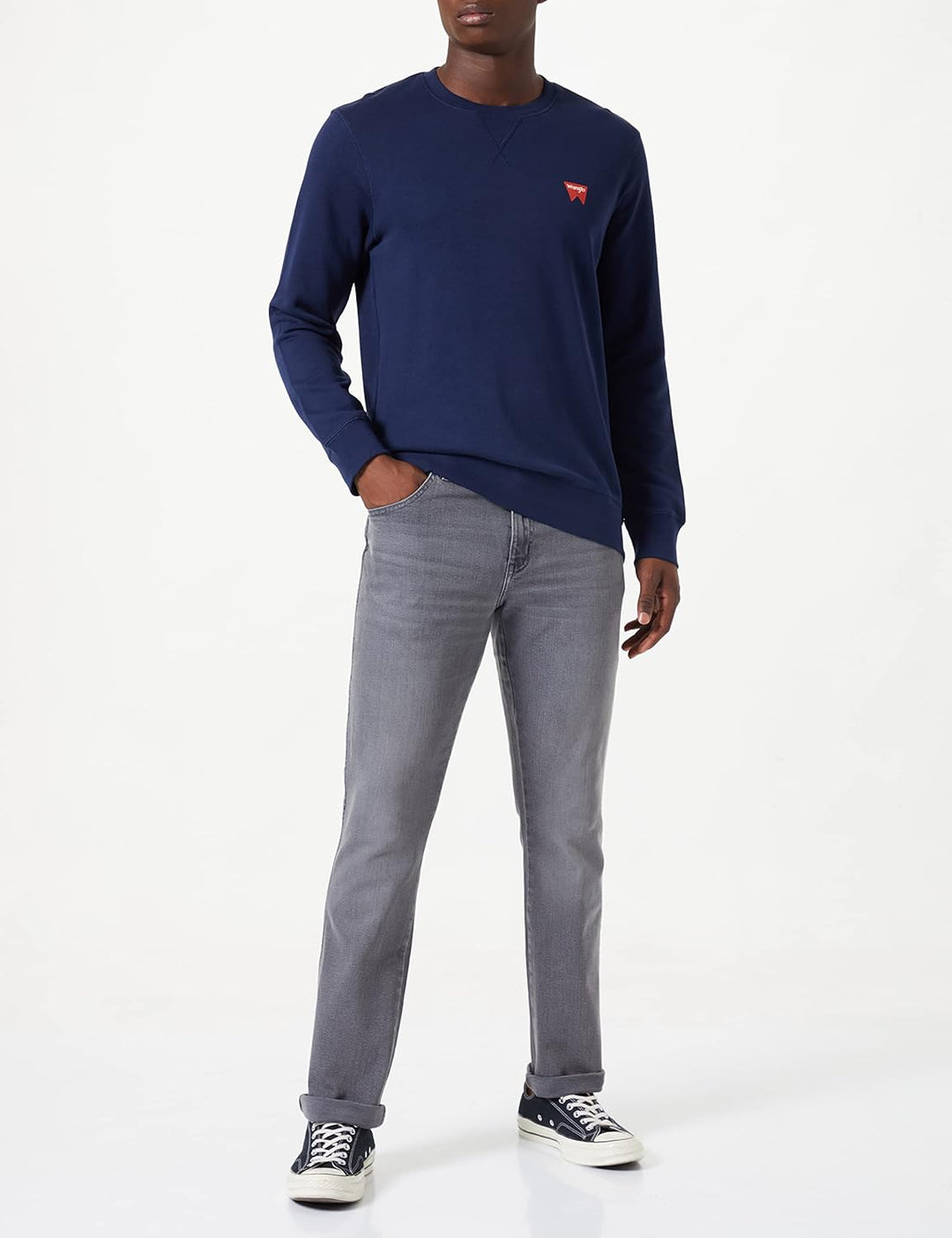 Wrangler Herren Sign Off Crew Navy Sweatshirt, Navy