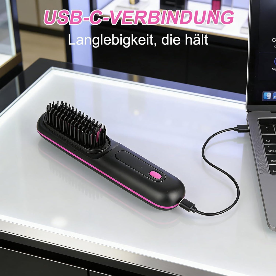 Stylingbürste für kurze Haare kabellos Haarglätter Bürste, Haarglätterbürste, tragbare Haarbürste el