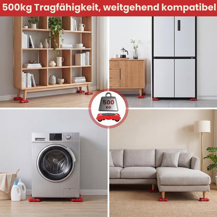 Möbel Transportroller Set, Möbeltransport Set mit 4 Möbelroller und Lastenheber, Möbeltransporter Mö