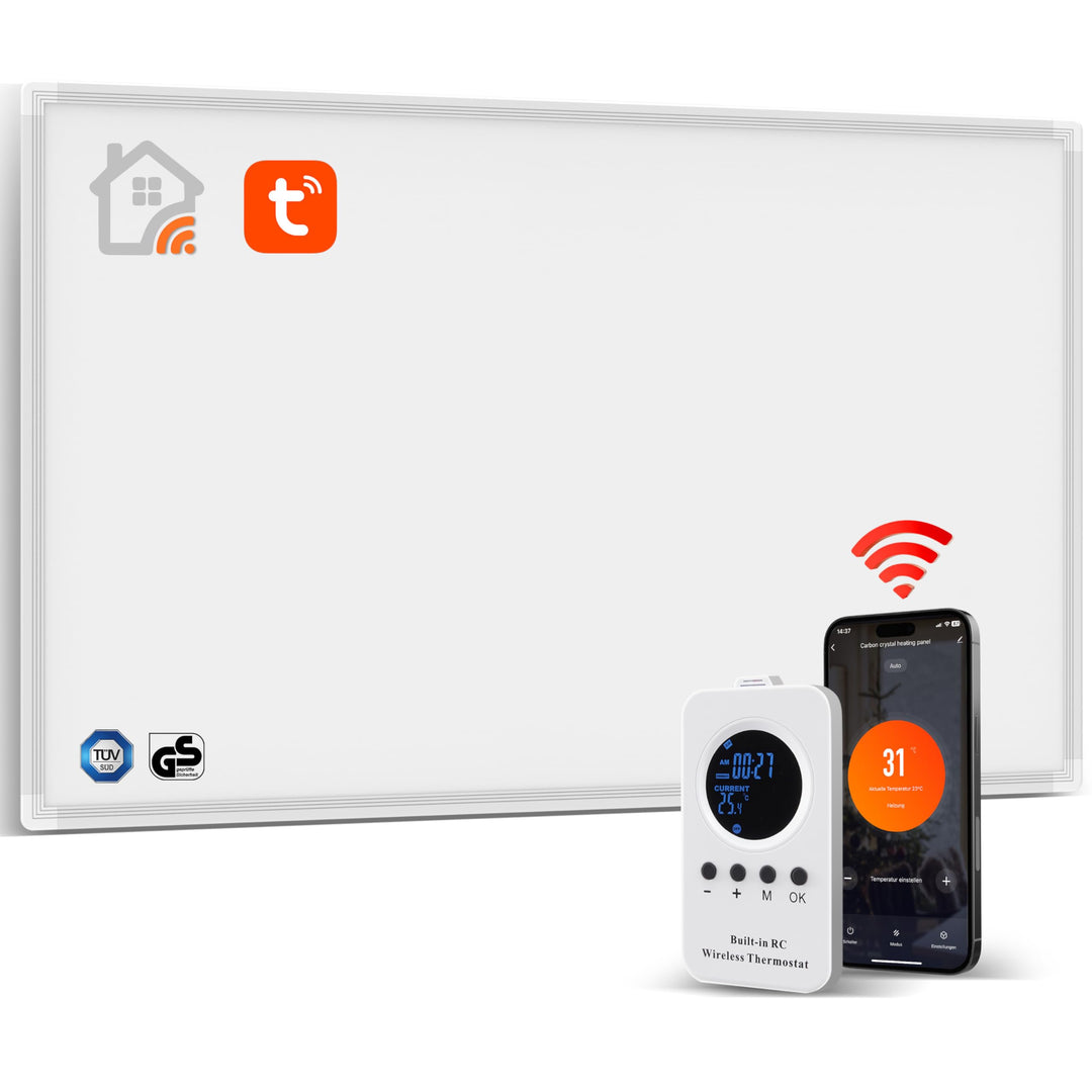 Infrarotheizung 600 Watt, Infrarotheizung Wandmontage mit bis zu 120 °C für 10–15 m², Smart-Elektroh