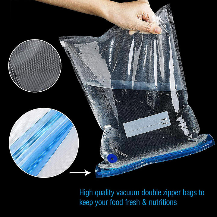 Vakuumbeutel-Set (30x34CM),10 Stück Sous Vide Beutel mit Pumpe, Wiederverwendbare Vacuum Bags, für R
