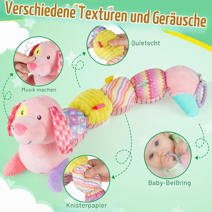 Musikalisches Raupe Spielzeug von für Babys, EnGiTores Raupe Plüschtier Spielzeug mit Knarren Rassel