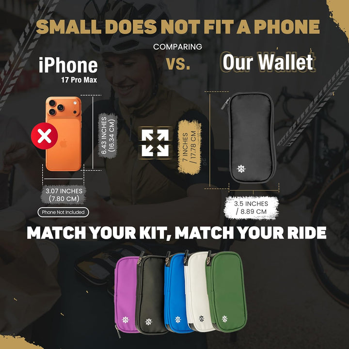 Lumiere &amp; Co. Fahrradtasche Wasserdicht – 9 × 14 cm Kompakte Radfahr-Börse mit Fächern für Karten, B