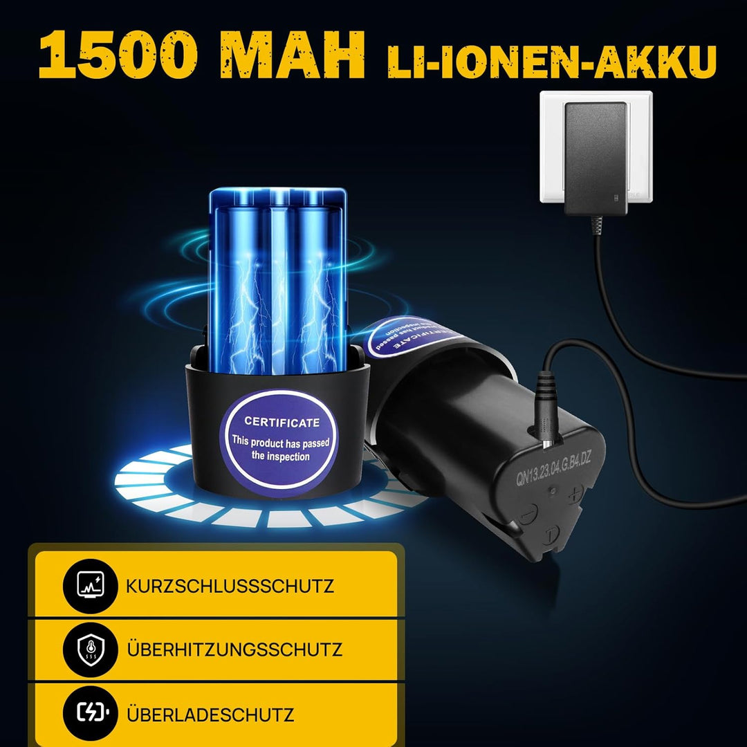 Akkuschrauber Akku-Bohrschrauber 16,8V Akkubohrer 25+1 Akku Bohrmaschine mit 1,5Ah Akku, LED-Licht,
