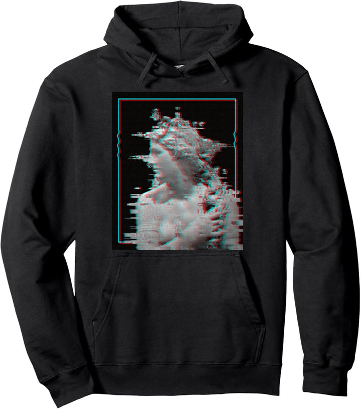 Griechische Statue Glitch | Retro Vaporwave Ästhetik 80er Pullover Hoodie