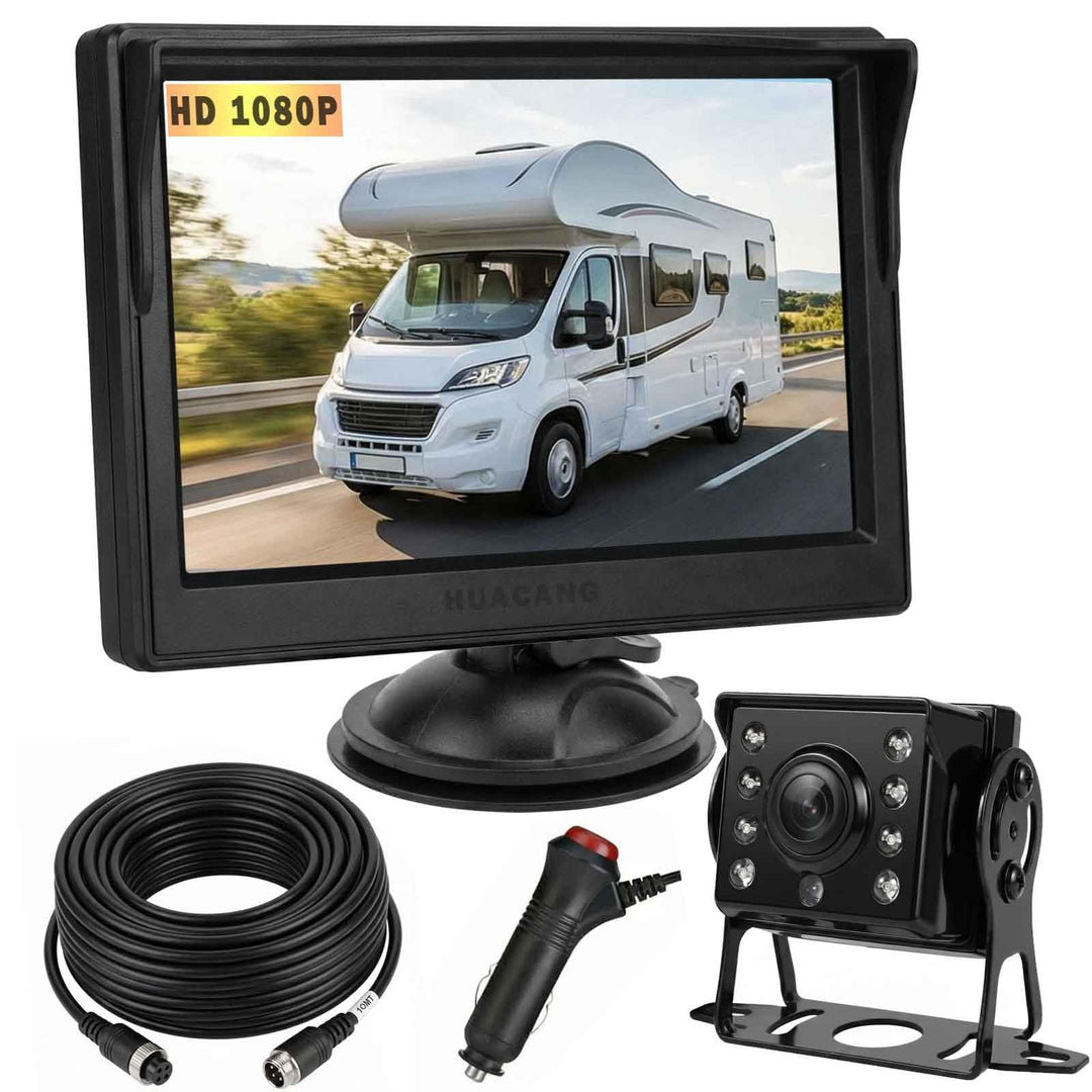 4Pin Auto-Rückfahrkamera Parkassistenzsystem, 12V-24V 5 "TFT LCD HD Farb-Rückfahrmonitor + 8 LEDs Na