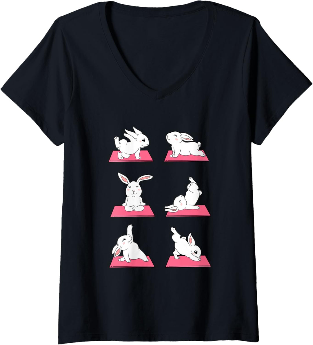 Damen Lustiges Hasen Yoga Lotus Hase Chakra Meditation Kaninchen T-Shirt mit V-Ausschnitt