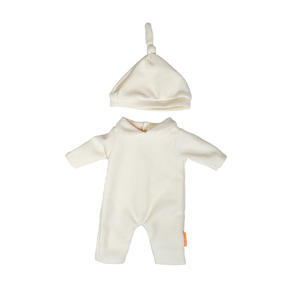 Miniland - Kleidung für 38 cm Puppe, Bekleidungszubehör für Puppen, Pyjama mit Mütze (Beige)