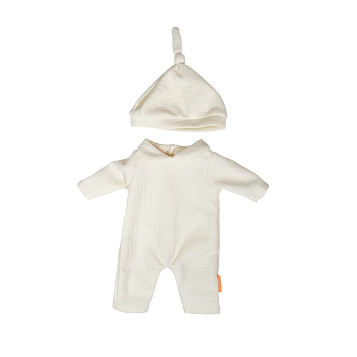 Miniland - Kleidung für 38 cm Puppe, Bekleidungszubehör für Puppen, Pyjama mit Mütze (Beige)