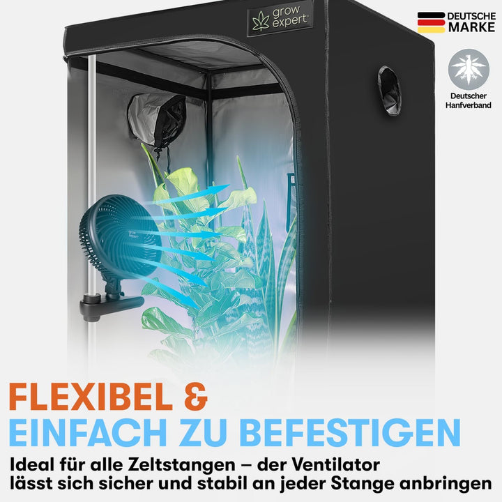 Oszillierender Clip-Ventilator für Growbox & Growzelte EC-Motor mit 10 Stufen, 32 dB(A), 250cm Kabel