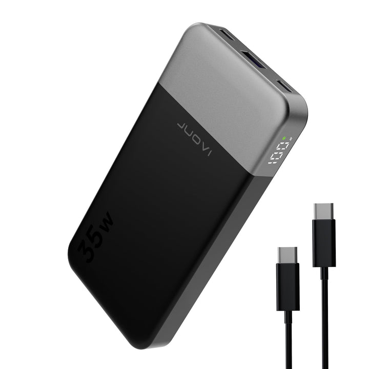 JUOVI Tragbare Powerbank 10000 mAh 35 W Schnellladung Tragbares Ladegerät mit PD 3.0 QC 4.0, 2 Typ-C