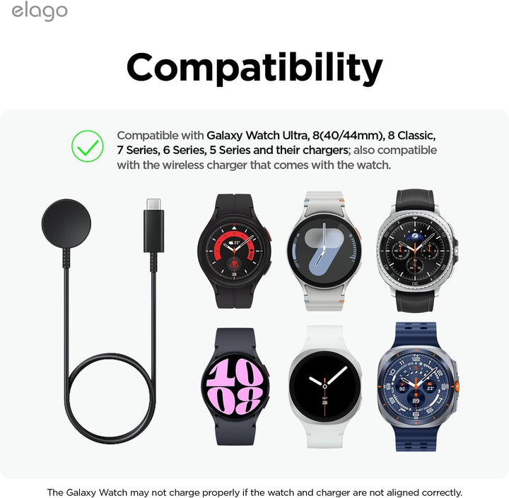 elago Ladestation für Samsung Galaxy Watch 8/8 Classic/7/Ultra/6/6 Classic/5/5 Pro [40/43/44/45/47mm
