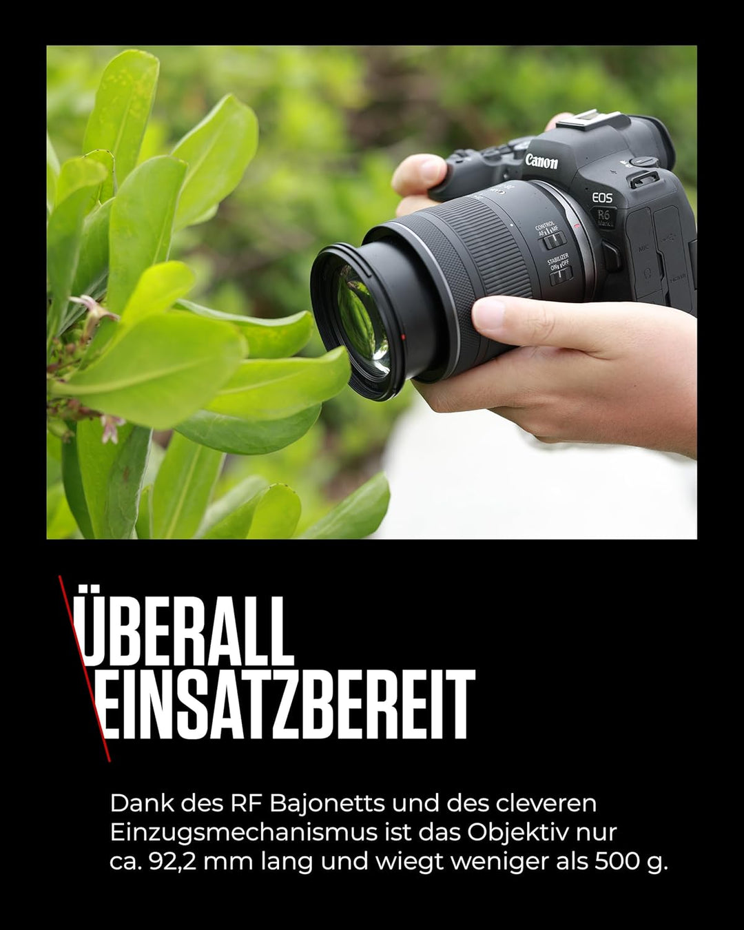 Das Canon RF 28-70mm F2.8 is STM ist EIN Standard-Zoomobjektiv für Kameras des EOS R Systems mit 5,5