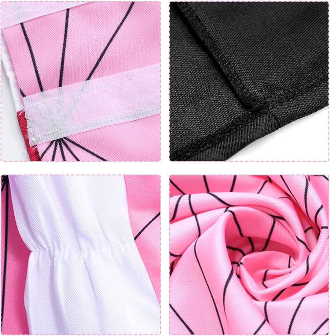 Formemory Nezuko Cosplay Kostüm Anzug Herren 8PCS Nezuko Kimetsu no Yaiba Kimono Halloween Anime kos