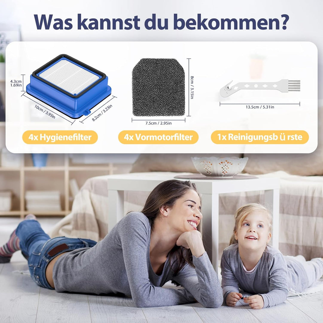 8 Stück QX7 Filter für AEG -Filter Zubehör Set für AEG QX6 QX7 QX8-2 ASKW1 Staubsauger Ersatzteile E