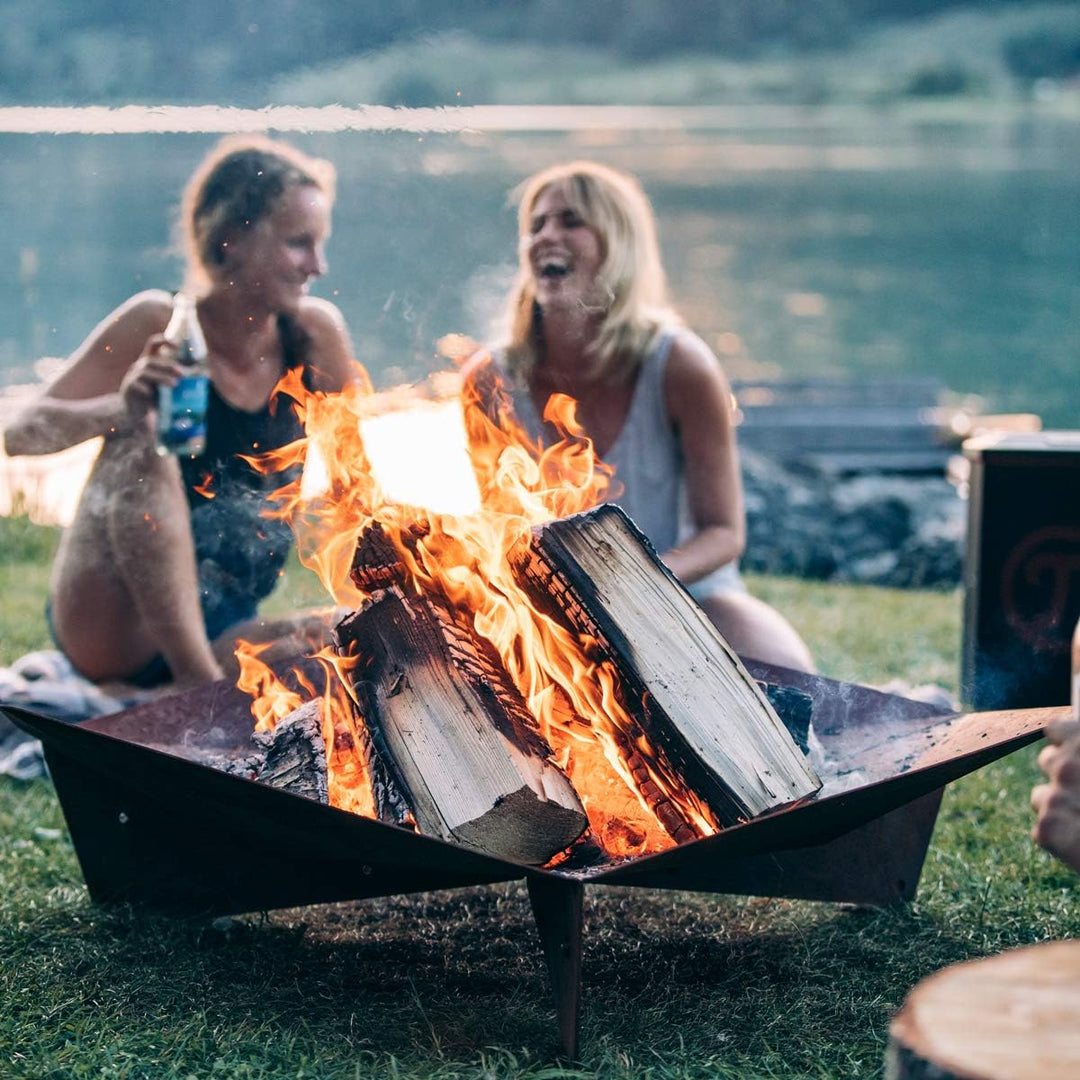 höfats - TRIPLE 120 Feuerschale - Design-Feuerstelle und Grill - für Terrasse und Garten - Corten-St