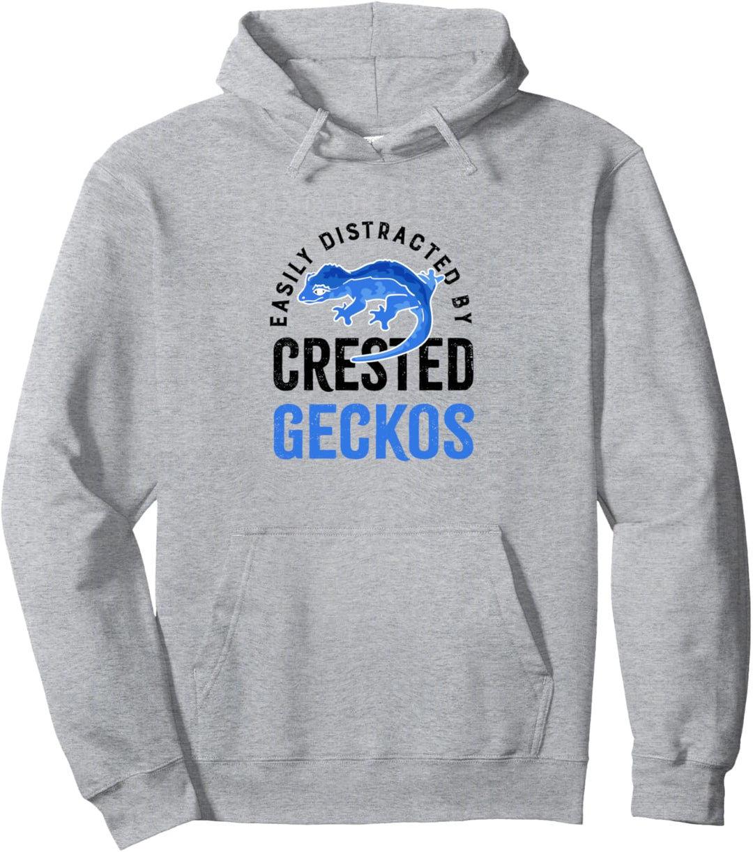 Abgelenkt durch Schopfgeckos Niedliche Eidechsen Reptilien Pullover Hoodie