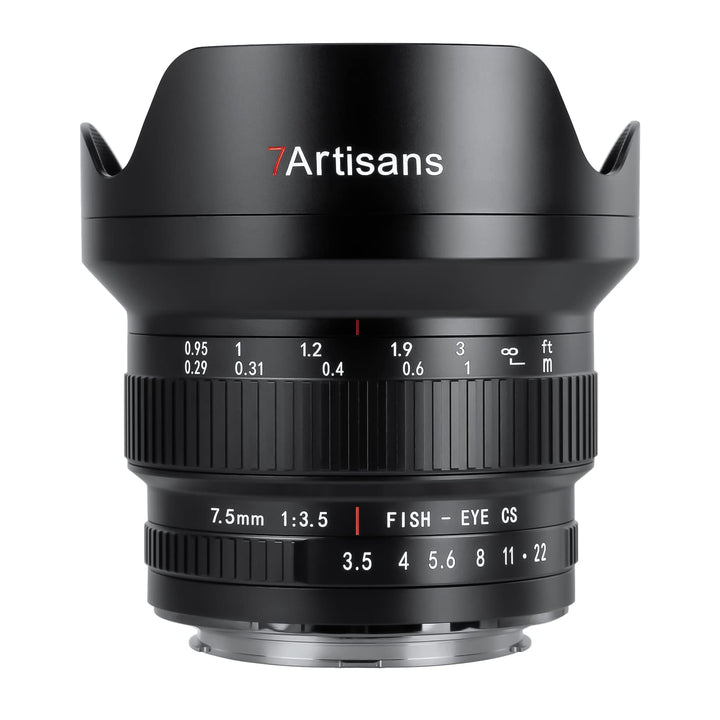 7artisans MF 7,5 mm F3.5 APS-C 205° Ultra Weitwinkel Manuelles Fischaugenobjektiv, kompatibel mit Ca