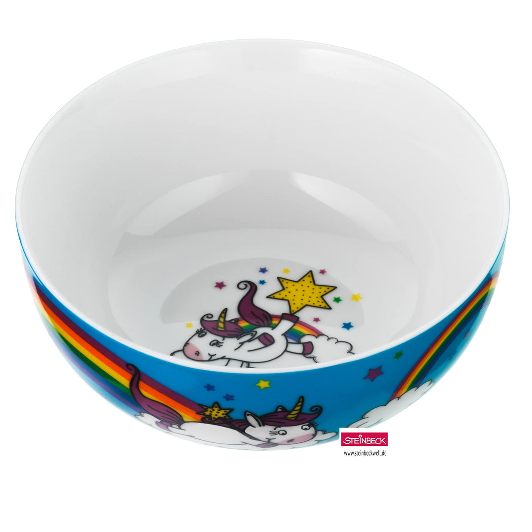 WMF Einhorn Kindergeschirr Kinder-Müslischale 13,8 cm, Porzellan, spülmaschinengeeignet, farb- und l