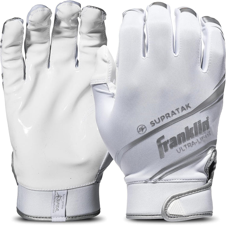 Franklin Sports Supratak Fussball Receiver Handschuhe weiss / chrom XL, weiss / chrom XL