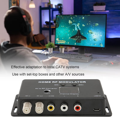 UHF Modulator, AV zu RF Konverter, PAL/NTSC Optional, mit Einstellbare Ausgangspegel und Wählbare Au
