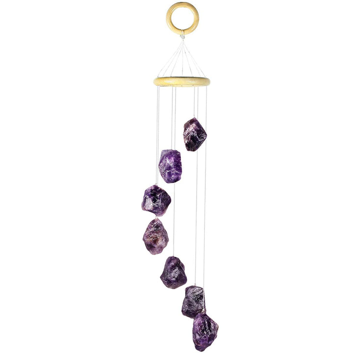 Nupuyai Amethyst Kristall Rohstein Windspiele Fensterdeko Hängendes Deko für Garten Terrasse Balkon