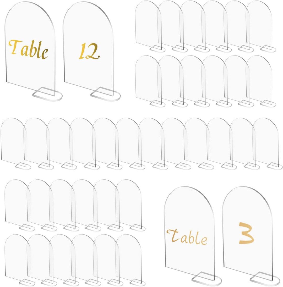 CDIYTOOL 40 Stück transparentes Bogen-Acrylschild mit Ständer,Acryl-Blanko-Platte,Sitzkarten,gewölbt