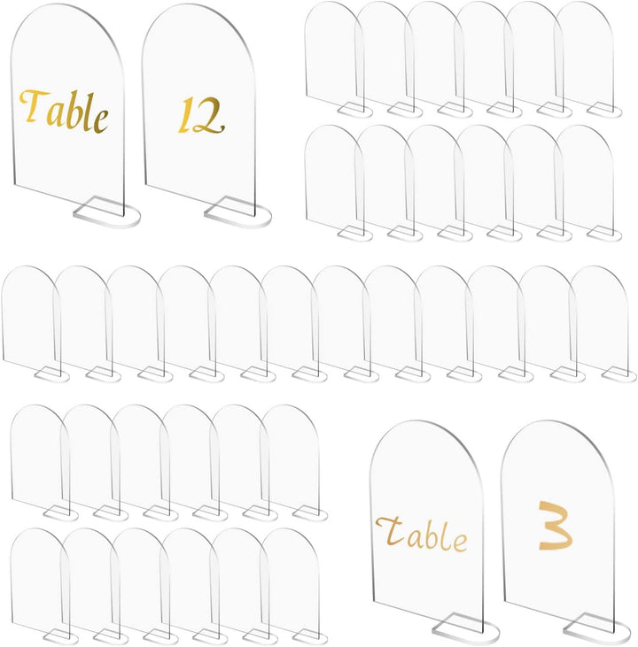 CDIYTOOL 40 Stück transparentes Bogen-Acrylschild mit Ständer,Acryl-Blanko-Platte,Sitzkarten,gewölbt