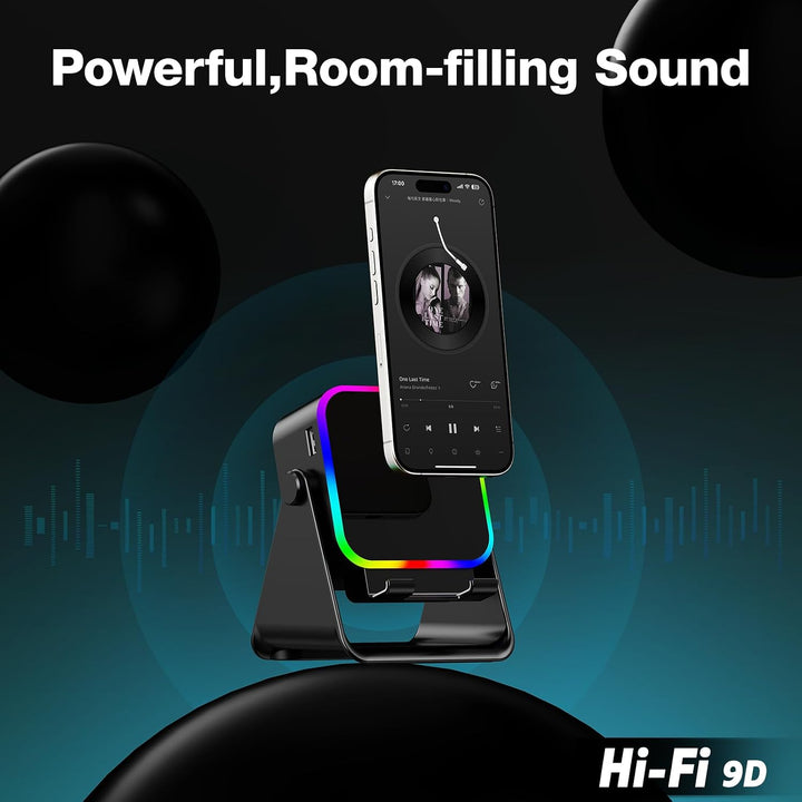 GIM Induktions-Bluetooth-Lautsprecher mit RGB & 4-in-1 Design – Für 4-13 Zoll Smartphones, Bluetooth