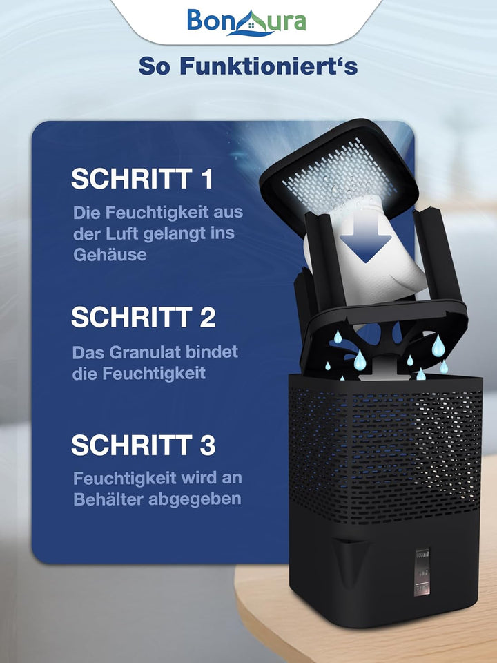 BonAura® Luftentfeuchter ohne Strom - Raumentfeuchter für Keller, Bad uvm. - 680g Luftenfeuchter Nac