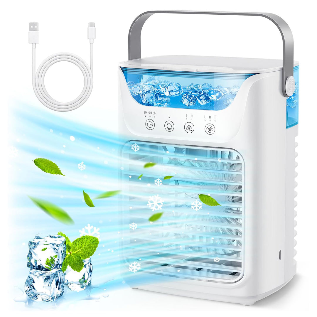 Tragbare Klimaanlagen, Luftkühler Luftbefeuchter mit Wassertank und Kaltnebel, Kühlventilator Unters