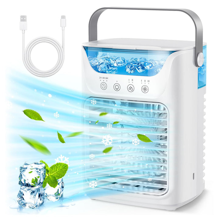 Tragbare Klimaanlagen, Luftkühler Luftbefeuchter mit Wassertank und Kaltnebel, Kühlventilator Unters