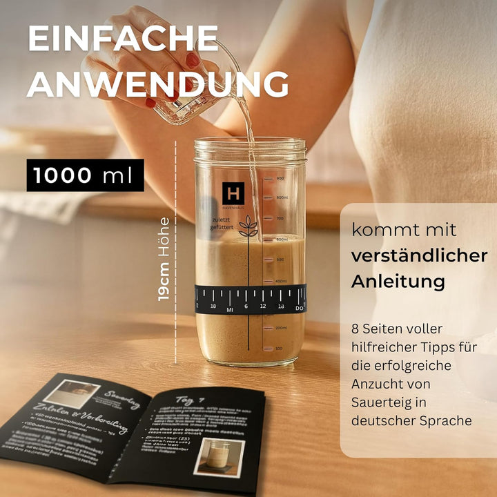 Brotbackset Gärkörbchen rund | Sauerteig Starter Set mit umfassendem Brot backen Zubehör | inklusive