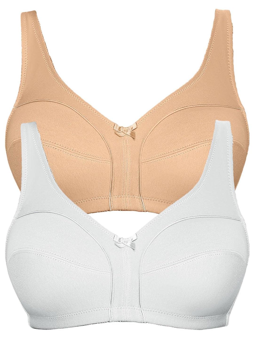 Viania 2er Pack Baumwoll Soft BH Basic 105452 75B Makeup-weiss, 75B Makeup-weiss