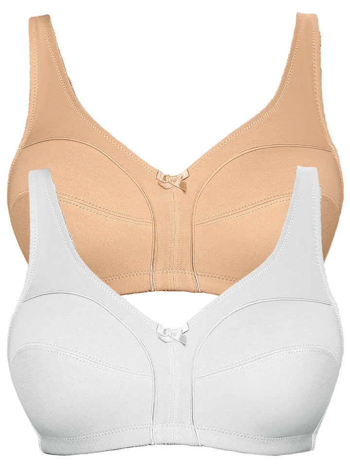 Viania 2er Pack Baumwoll Soft BH Basic 105452 110D Makeup-weiss, 110D Makeup-weiss