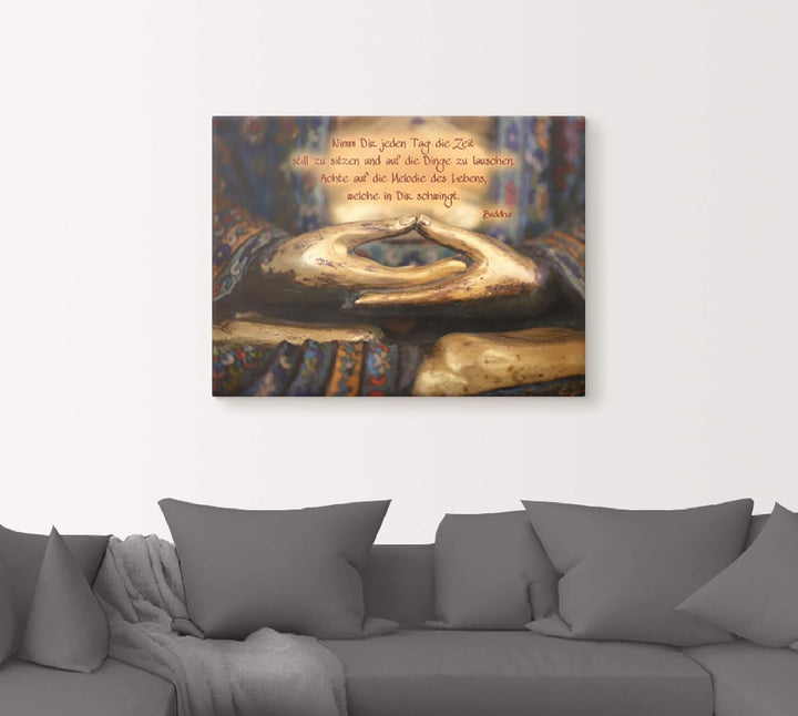 ARTland Leinwandbilder Wandbild Bild auf Leinwand 60x45 cm Wanddeko Bilder mit Sprüchen Buddha Buddh