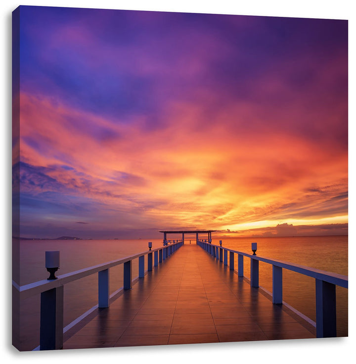 Pixxprint Steg ins Meer als Leinwandbild/Grösse: 70x70 cm/Wandbild/Kunstdruck/fertig bespannt, 70x70